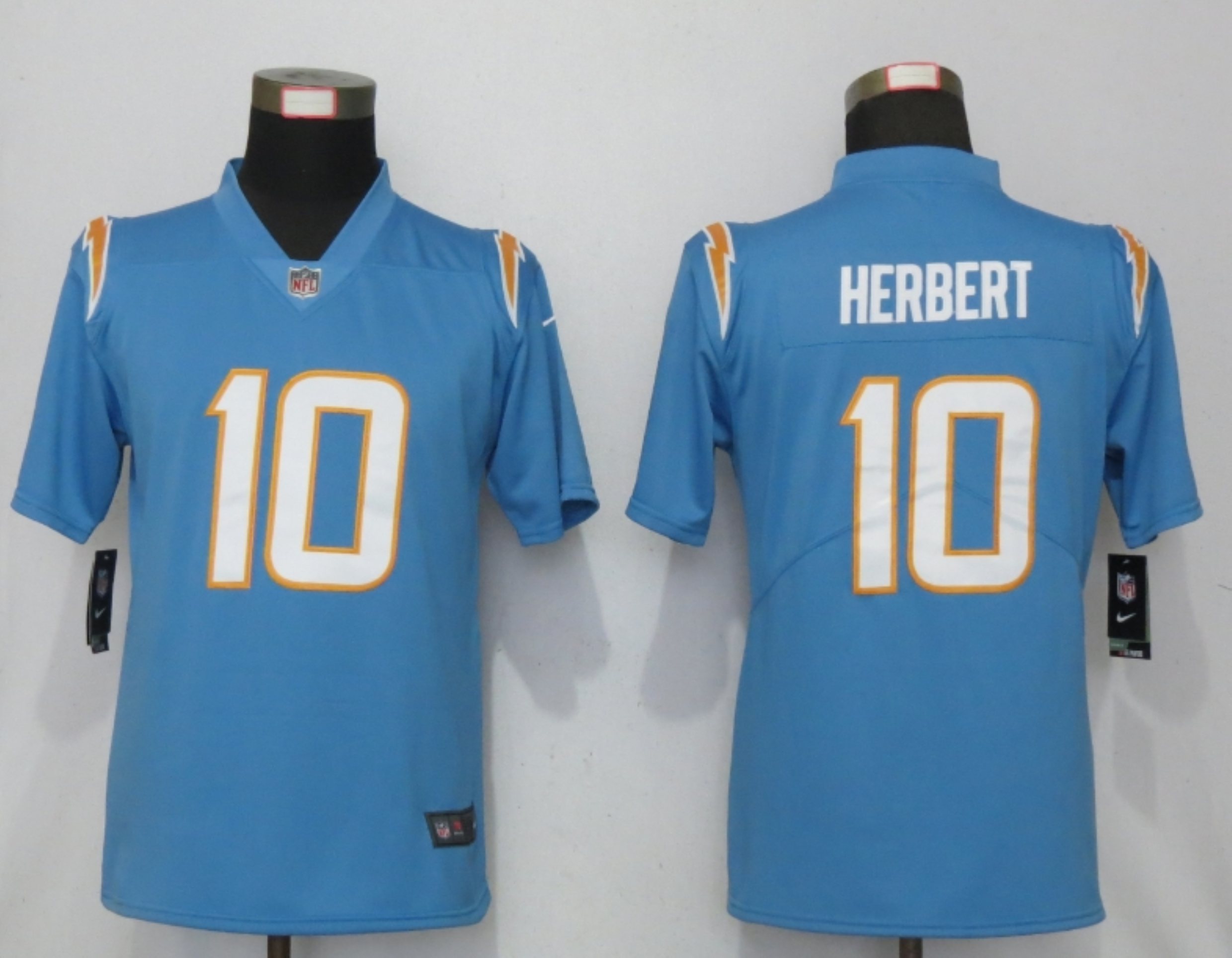Women New Nike San Diego Chargers #10 Herbert Powder Blue Los Angeles 2020 NFL Draft First Round Pick Elite Playe->women nfl jersey->Women Jersey